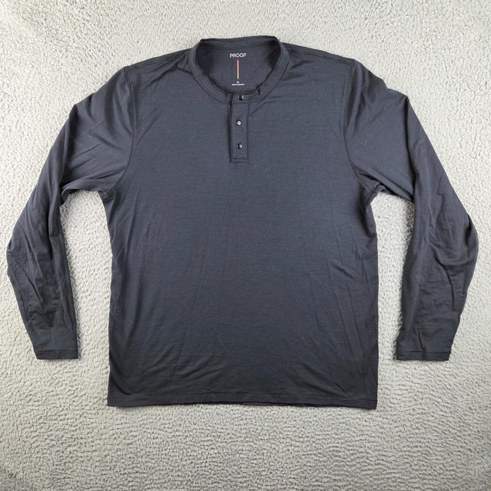 Proof 72 Hour Merino Wool Blend Henley Shirt Mens XL Gray Snap Collar Huckberry